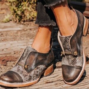 Freebird Snakeskin and Brown Leather Loafers